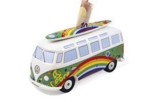 Tirelire céramique planche de surf "Peace and love"